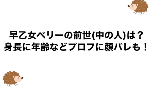 早乙女ベリーの前世(中の人)は？身長に年齢などプロフに顔バレも！