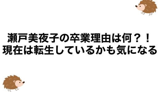 瀬戸美夜子の卒業理由は何？現在は転生しているかも気になる！