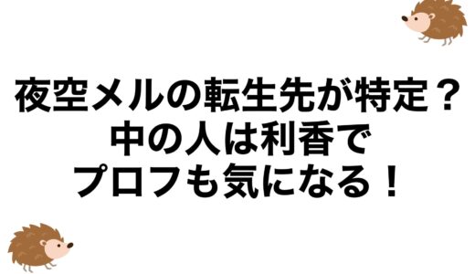 夜空メルの転生先が特定？中の人は利香でプロフも気になる！