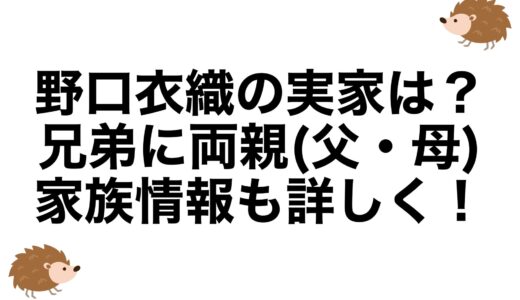 野口衣織の実家は？兄弟に両親(父・母)の家族情報も詳しく！